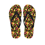 Red And Yellow Flowers Print Flip Flops