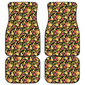 Red And Yellow Flowers Print Front and Back Car Floor Mats