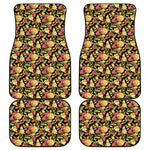 Red And Yellow Flowers Print Front and Back Car Floor Mats