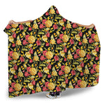 Red And Yellow Flowers Print Hooded Blanket