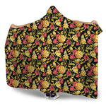 Red And Yellow Flowers Print Hooded Blanket