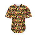 Red And Yellow Flowers Print Men's Baseball Jersey