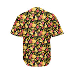 Red And Yellow Flowers Print Men's Baseball Jersey