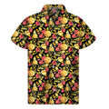 Red And Yellow Flowers Print Men's Short Sleeve Shirt