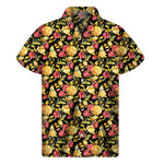 Red And Yellow Flowers Print Men's Short Sleeve Shirt