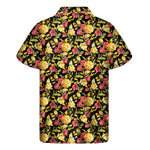 Red And Yellow Flowers Print Men's Short Sleeve Shirt