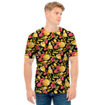 Red And Yellow Flowers Print Men's T-Shirt