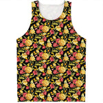 Red And Yellow Flowers Print Men's Tank Top