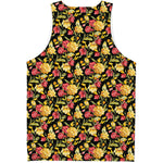 Red And Yellow Flowers Print Men's Tank Top