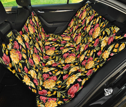 Red And Yellow Flowers Print Pet Car Back Seat Cover