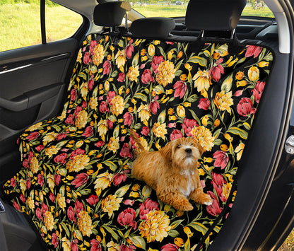 Red And Yellow Flowers Print Pet Car Back Seat Cover