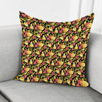 Red And Yellow Flowers Print Pillow Cover