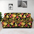 Red And Yellow Flowers Print Sofa Cover