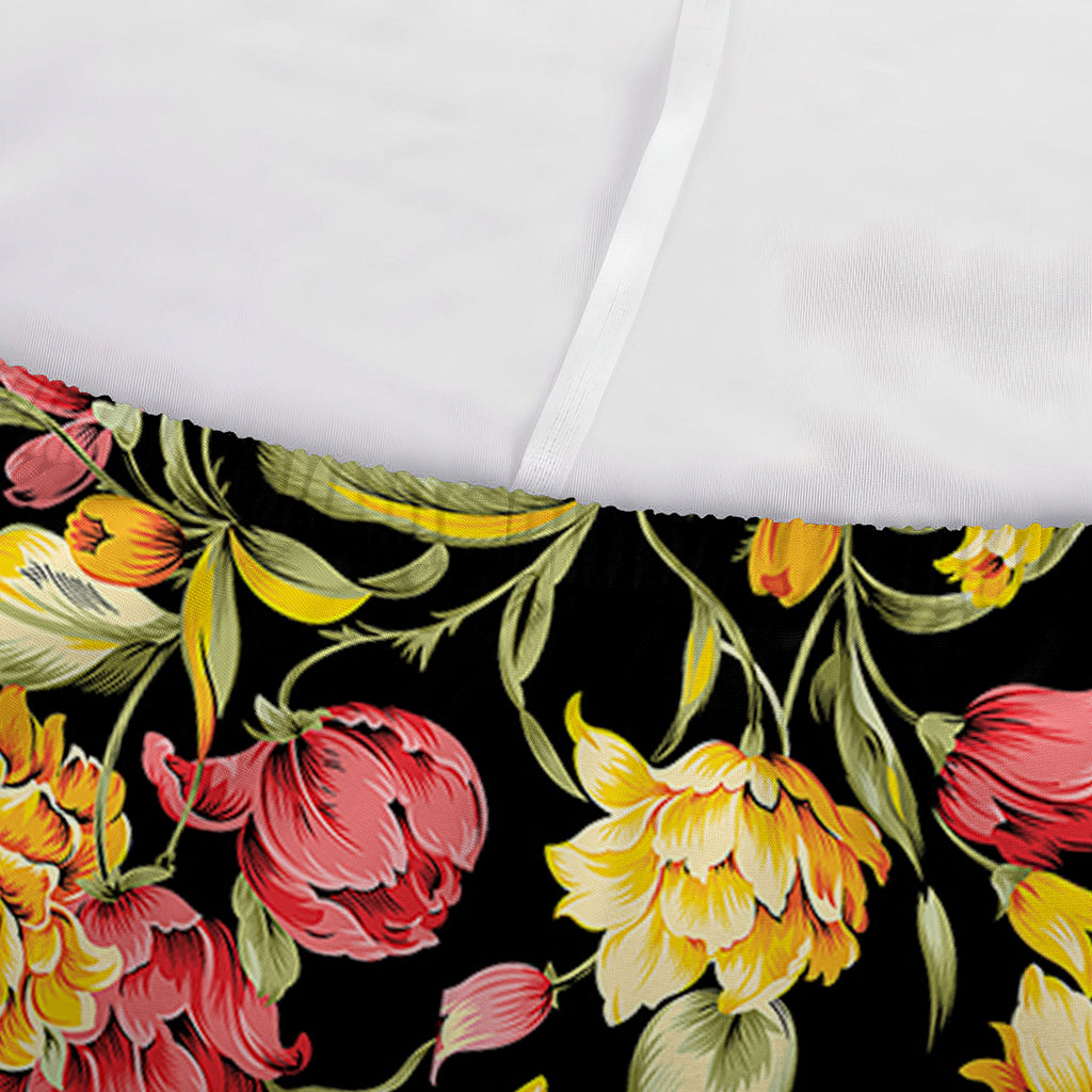 Red And Yellow Flowers Print Sofa Cover