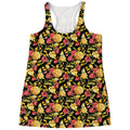 Red And Yellow Flowers Print Women's Racerback Tank Top