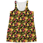 Red And Yellow Flowers Print Women's Racerback Tank Top
