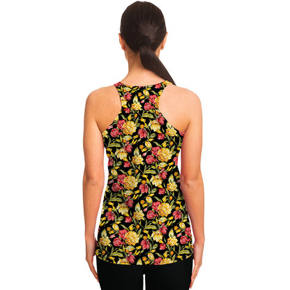 Red And Yellow Flowers Print Women's Racerback Tank Top