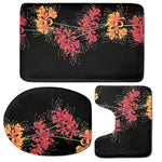 Red And Yellow Japanese Amaryllis Print 3 Piece Bath Mat Set