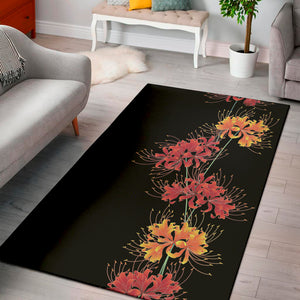 Red And Yellow Japanese Amaryllis Print Area Rug