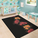 Red And Yellow Japanese Amaryllis Print Area Rug