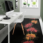 Red And Yellow Japanese Amaryllis Print Area Rug