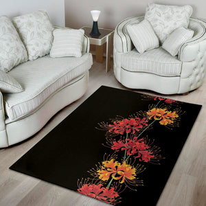 Red And Yellow Japanese Amaryllis Print Area Rug