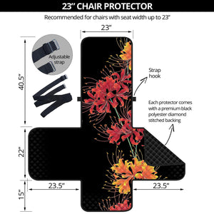 Red And Yellow Japanese Amaryllis Print Armchair Protector