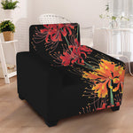 Red And Yellow Japanese Amaryllis Print Armchair Slipcover