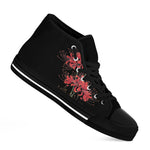 Red And Yellow Japanese Amaryllis Print Black High Top Shoes