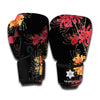 Red And Yellow Japanese Amaryllis Print Boxing Gloves