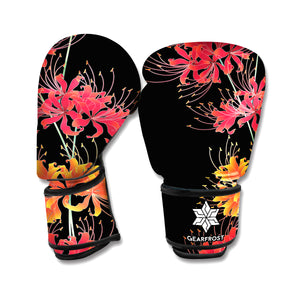 Red And Yellow Japanese Amaryllis Print Boxing Gloves