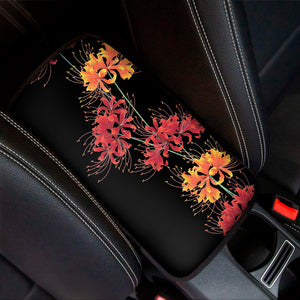 Red And Yellow Japanese Amaryllis Print Car Center Console Cover