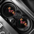 Red And Yellow Japanese Amaryllis Print Car Coasters