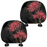 Red And Yellow Japanese Amaryllis Print Car Headrest Covers
