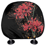 Red And Yellow Japanese Amaryllis Print Car Headrest Covers