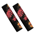 Red And Yellow Japanese Amaryllis Print Car Seat Belt Covers