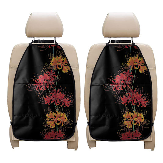 Red And Yellow Japanese Amaryllis Print Car Seat Organizers