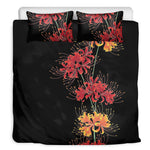 Red And Yellow Japanese Amaryllis Print Duvet Cover Bedding Set