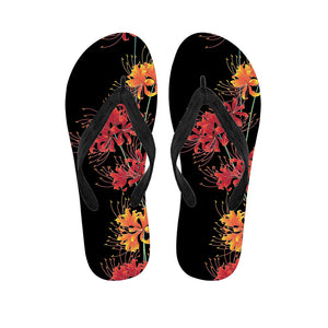 Red And Yellow Japanese Amaryllis Print Flip Flops