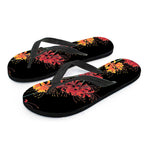 Red And Yellow Japanese Amaryllis Print Flip Flops