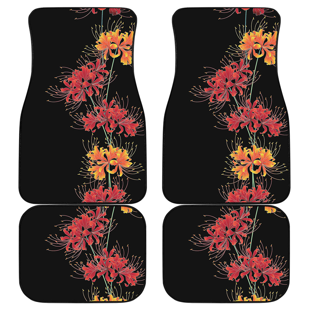 Red And Yellow Japanese Amaryllis Print Front and Back Car Floor Mats