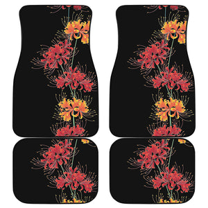 Red And Yellow Japanese Amaryllis Print Front and Back Car Floor Mats