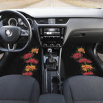 Red And Yellow Japanese Amaryllis Print Front and Back Car Floor Mats