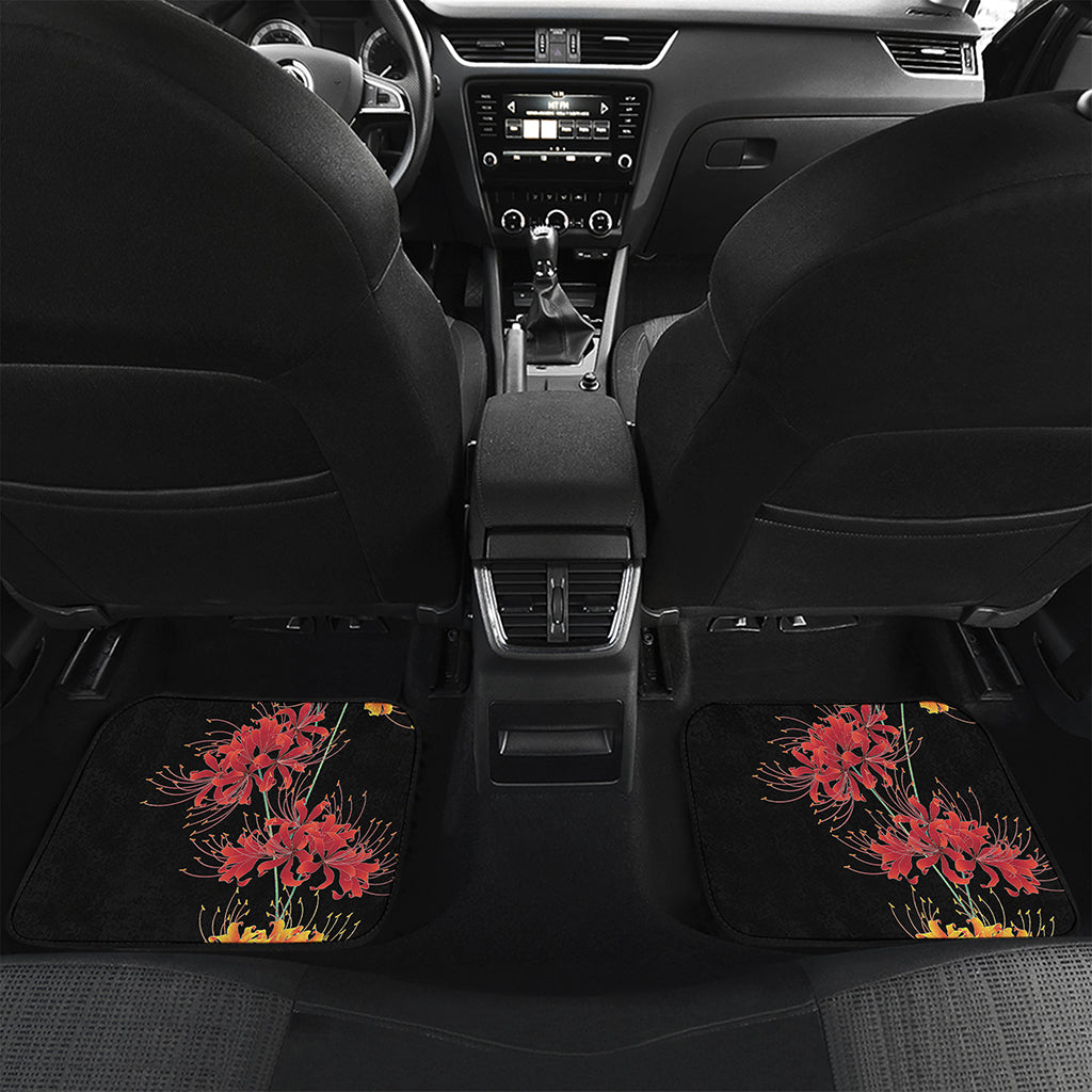 Red And Yellow Japanese Amaryllis Print Front and Back Car Floor Mats