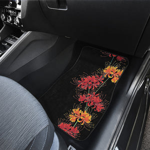 Red And Yellow Japanese Amaryllis Print Front and Back Car Floor Mats