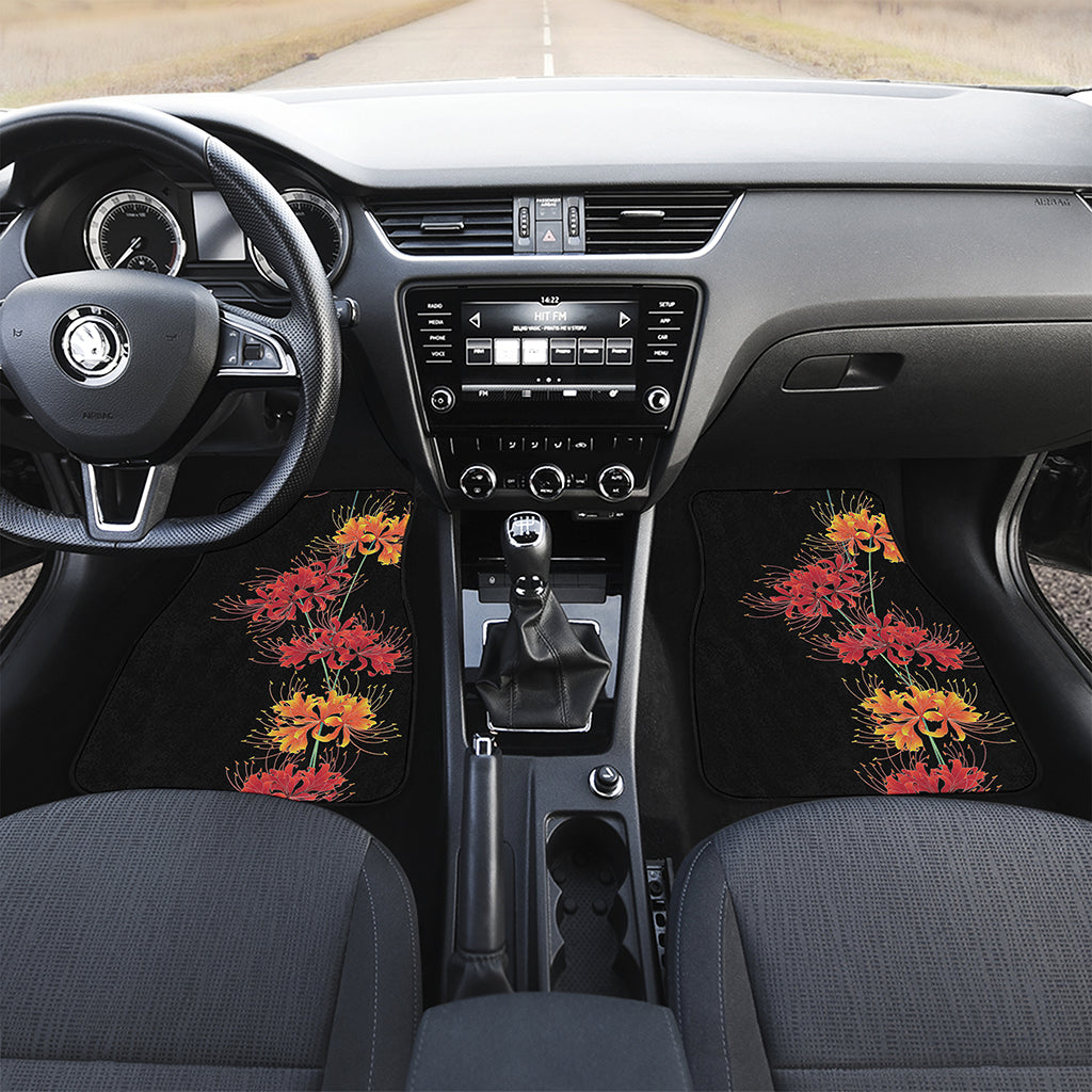 Red And Yellow Japanese Amaryllis Print Front Car Floor Mats