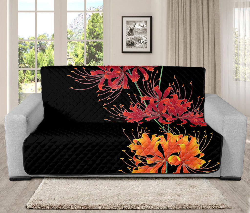 Red And Yellow Japanese Amaryllis Print Futon Protector