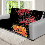 Red And Yellow Japanese Amaryllis Print Futon Protector