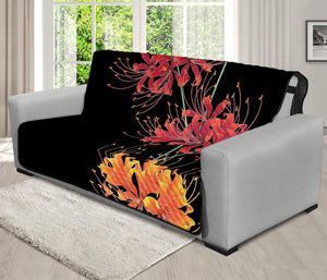 Red And Yellow Japanese Amaryllis Print Futon Protector