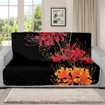 Red And Yellow Japanese Amaryllis Print Futon Protector